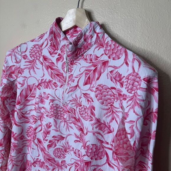 Ibkul Shirt Women Medium Pink Long Sleeve Zip Mock Neck UPF 50 Golf Performance - Picture 6 of 7